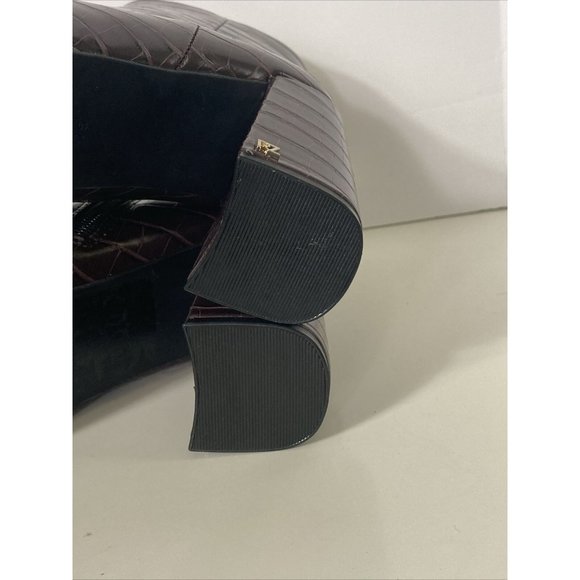 Rachel Zoe Size 7.5 M Mahogany Brown Croc Embossed MAYA Ankle Boot Platform Heel - Picture 11 of 16